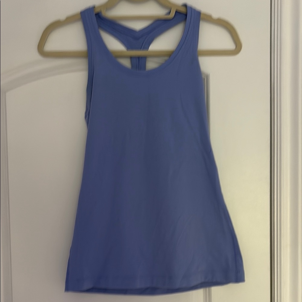 Blue and White Sleeveless Tank Top with Racerback